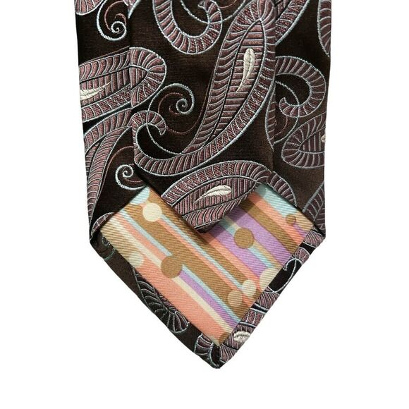 Ted Baker Neck Tie Brown Silk Paisley Tapestry - Picture 2 of 4